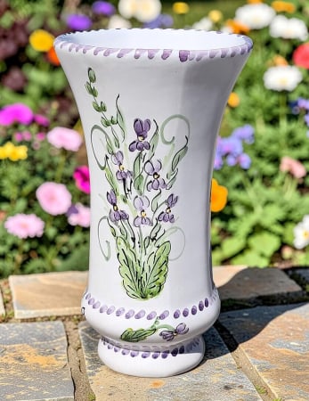 Noutati - Vaza din ceramica pictata manual cu flori de lavanda