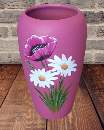 Cadouri pentru femei - Vaza din ceramica, Pictata manual, Inaltime 21cm - 22