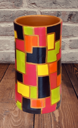 Cadouri pentru femei - Vaza din ceramica realizata si pictata manual- Arlechin-13