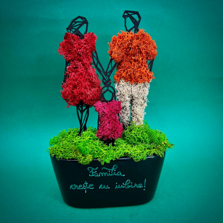 PERSONALIZATE - Aranjament personalizabil  Familie un copil 24X17x15cm