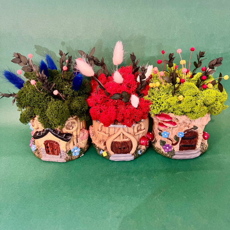 Pachete - Aranjament pachet trei casute 18cm