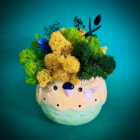 Mici cadouri naturale - Aranjament Pasarica Vesela 18cm