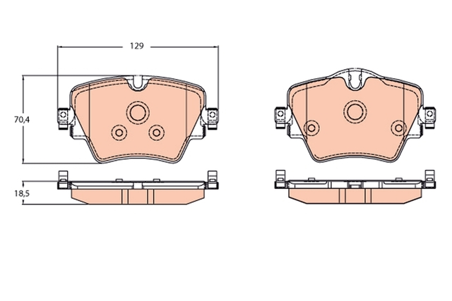 34106860019 SET PLACUTE FRANA FATA O.E. 34106860019 - BMW Seria 1 F40, Seria 2 F44 F45 F46, X1 F48 F49, X2 F39 - Mini Cabrio F57, Clubman F54, Countryman F60, F55, F56 - TRW [1]