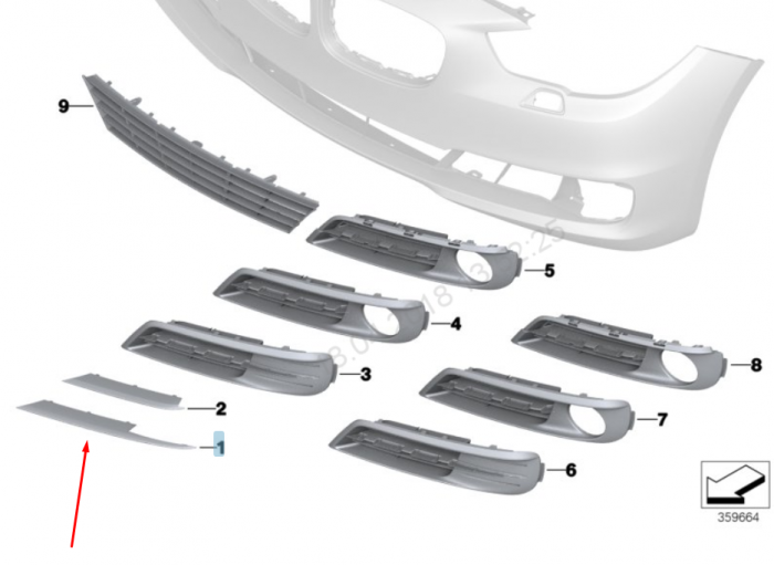 51117331716 ELEEMNT DR GRILA BMW SERIA 5 F07 LCI [1]