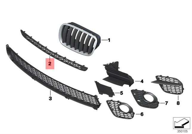 51118047336 GRILA CENTRU BARA FATA SUPERIOARA M BMW X5 E70 LCI [1]