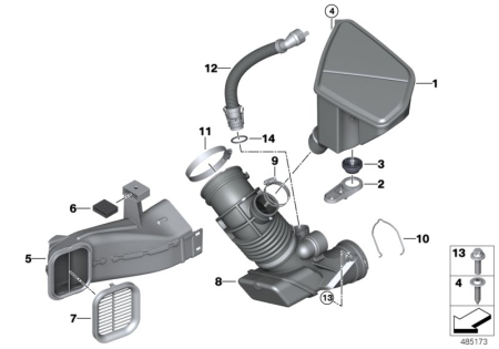 Caroserie - 13718585001 REZONATOR FILTRU AER BMW SERRIA 5 G30 X3 G01 X4 G02