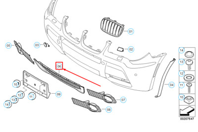 Elemente caroserie - 51113455008 GRILA CENTRALA BARA FATA MODEL M BMW X3 E83