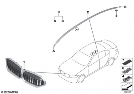 Elemente caroserie - 51115A1BF70 GRILA FATA BMW SERIA 3 G20 G21 LCI