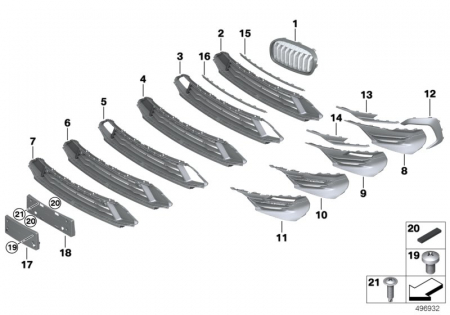 Elemente caroserie - 51117932849 GRILA STG INF BARA FATA BMW SERIA 2 F45 F46 LCI