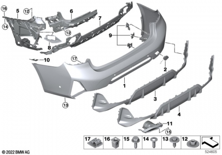 Bara spate - 51125A69636 BARA SPATE M BMW SERIA 3 G20 LCI
