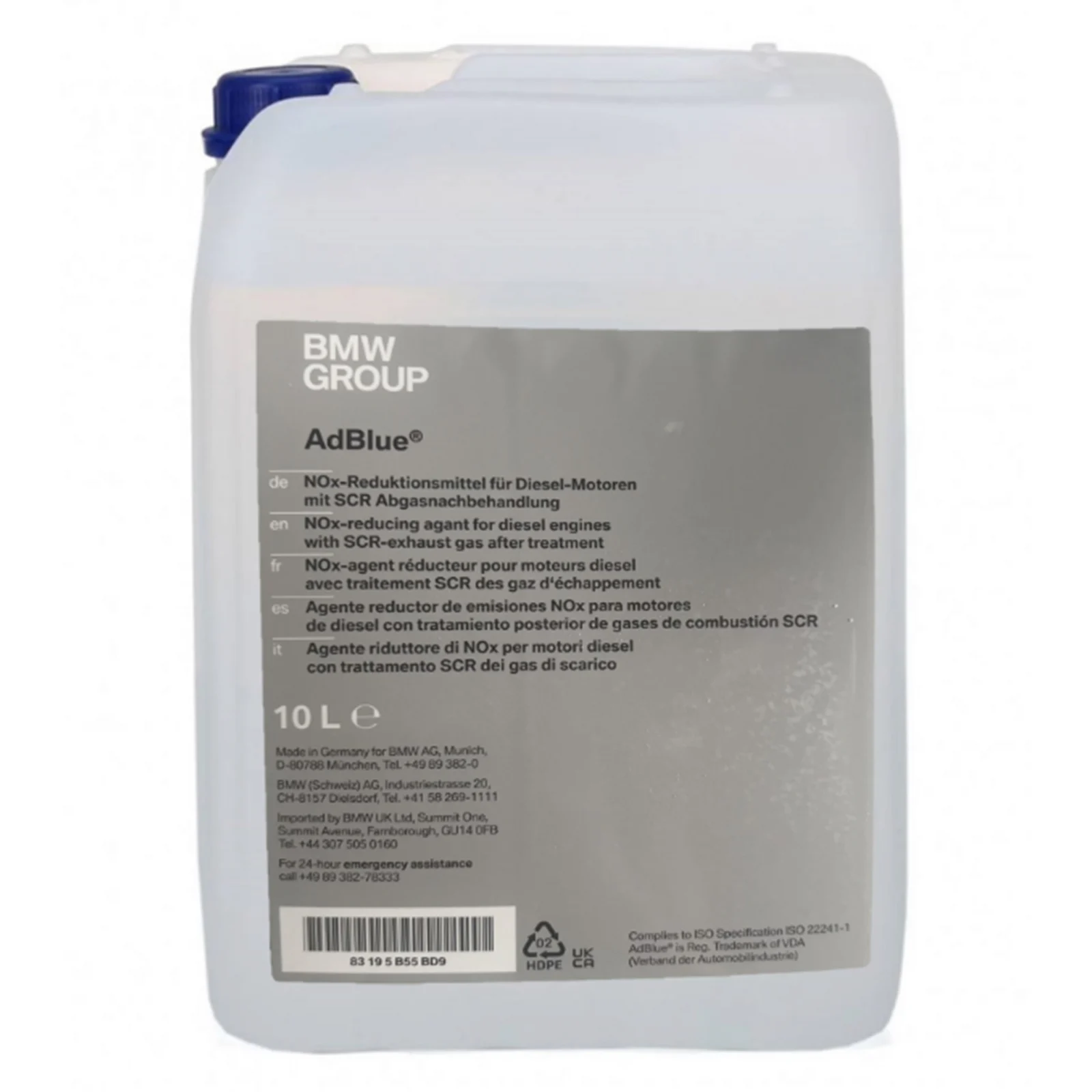 Lichide - Aditiv AdBlue BMW 83195B55BD9, volum 10 litri, pentru motoarele diesel Euro 6