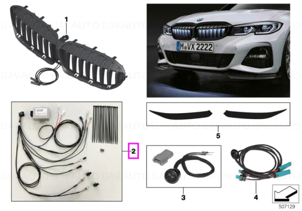 Elemente caroserie - 63172474991 Kit electronica grila fata BMW "M Performance" Iconic Glow - BMW Seria 3 G20 G21 G28