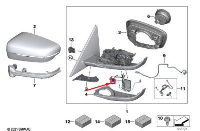 Cablaj - 67135A3DB15 MODUL OGLINDA STANGA BMW SERIA 2 G42 3 G20 G21 4 G2 G23 G26