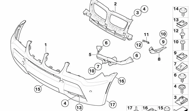 Caroserie - BARA FATA M CU CU LOCAS SENZORI PARCARE O.E. 51113433397 - BMW X3 E83