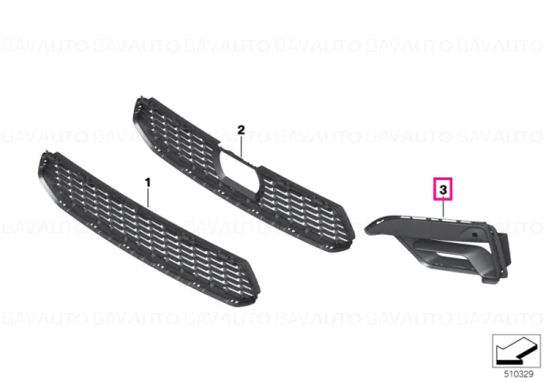 Elemente caroserie - Grila inferioara bara fata, dreapta - BMW Seria 5 F90 M5 LCI 51118746628