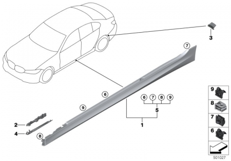 Praguri - ORNAMENT PRAG DREAPTA O.E. 51778099908 - BMW SERIA 3 G20 G21
