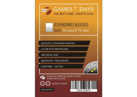 Accesorii jocuri de societate - Sleeves 50x75 mm Standard USA (100 buc)