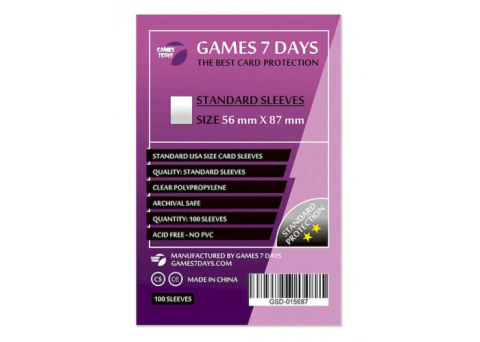Accesorii jocuri de societate - Sleeves 56x87 mm Standard USA (100 buc)