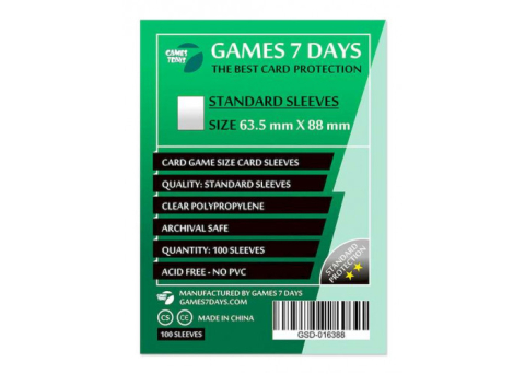 Accesorii jocuri de societate - Sleeves 63.5x88 mm Card Game Standard (100 buc)