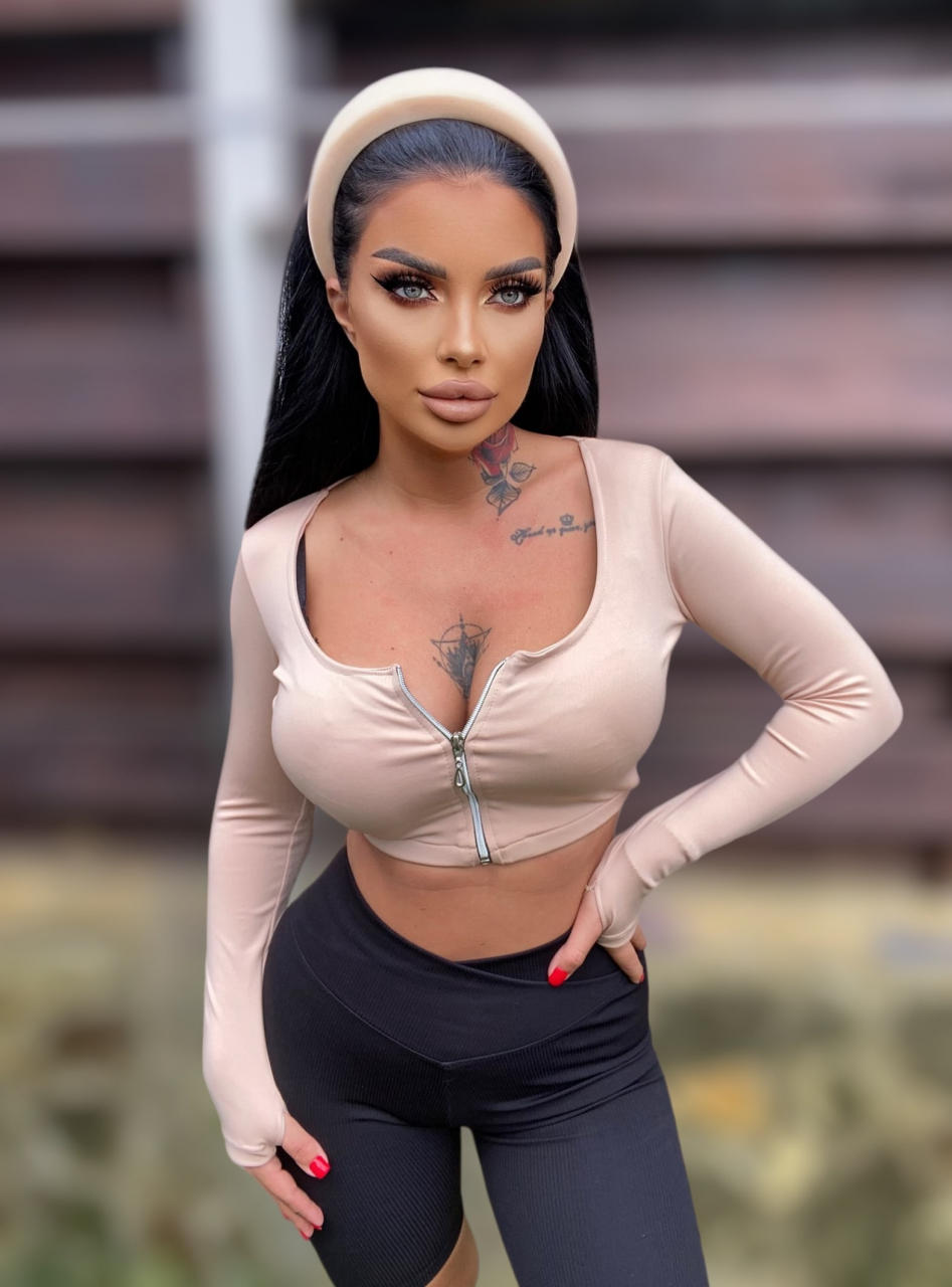 Bluza zippy nude