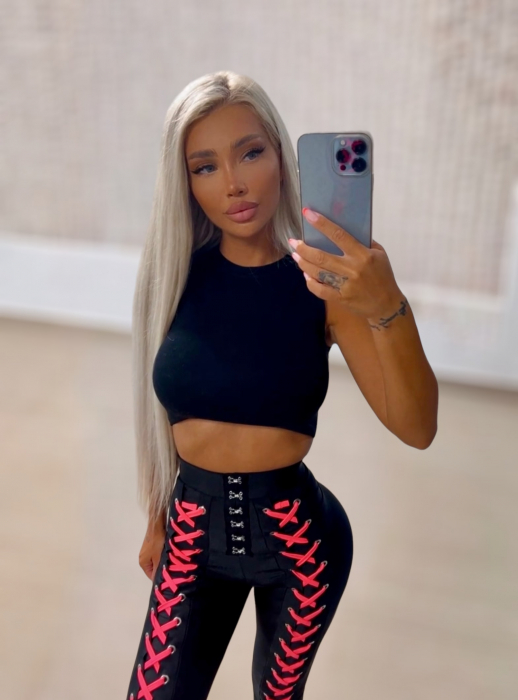 Colanti Luciosi Negri Black Roz Dama Bandage Pink cu Talie Inalta din Lycra Modelatori si Anticelulitici cu Siret | BOMBFIT [4]