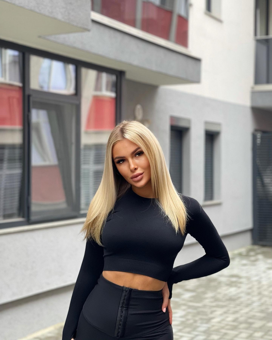 Colanti Negri cu Corset Integrat Dama Talie Inalta Lace Up Black Anticelulitici Compresivi Modelatori Efect Push Up Elastici | BOMBFIT [15]