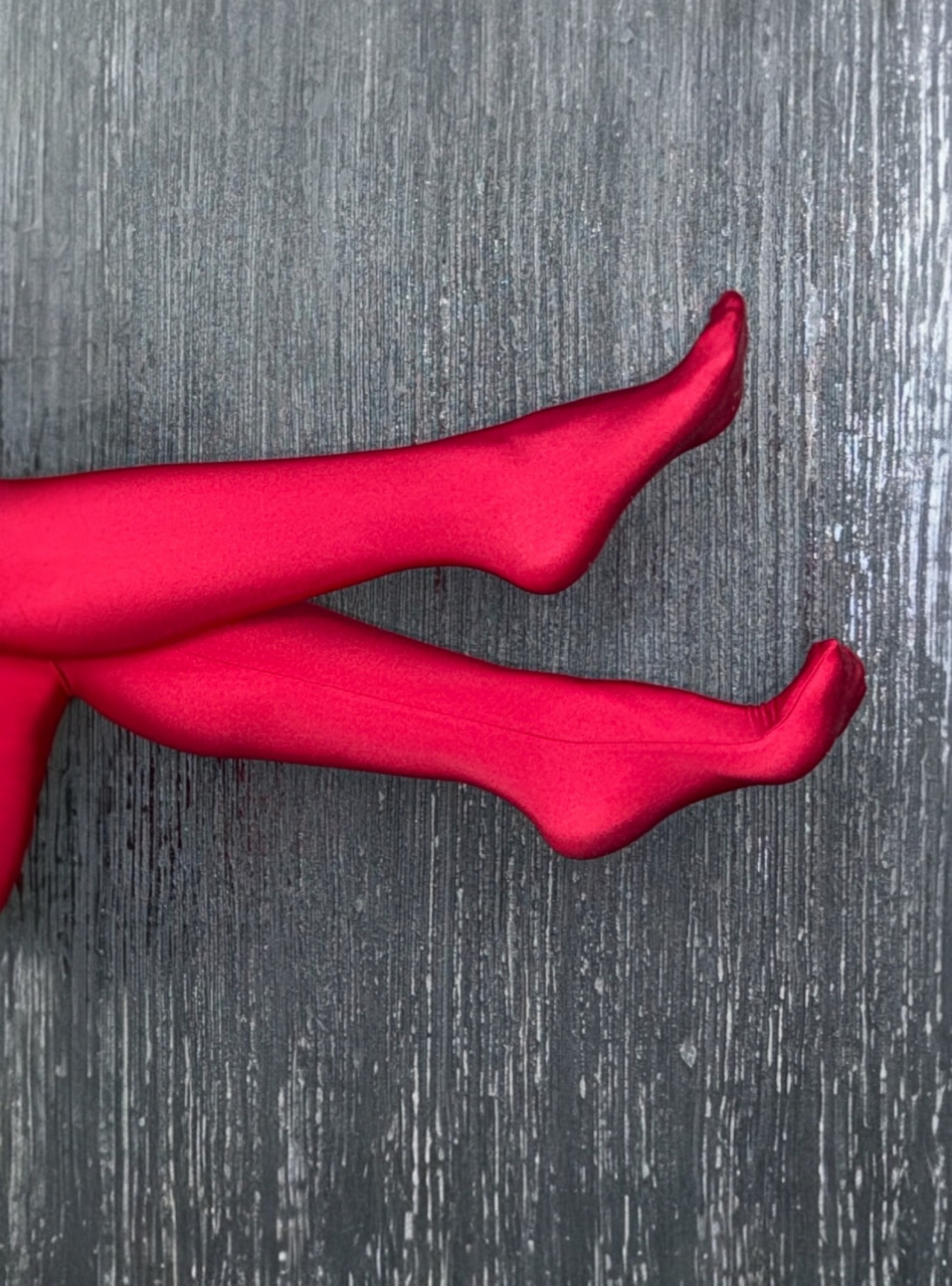 Colanti Luciosi Rosii Dama cu Talie Inalta din Lycra Red Tip Dres Modelatori Anticelulitici | BOMBFIT [6]