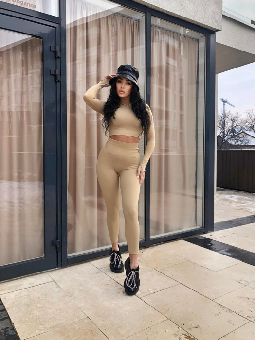 Compleu Bej Crem Maro Dama Nude Seamless Fara Cusaturi Modelator si Compresiv Pentru Fitness Sala Sport | BOMBFIT [4]