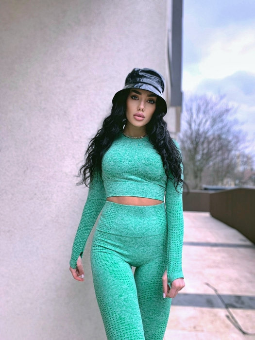 Compleu Verde Dama Spring Green Seamless Fara Cusaturi Modelator si Compresiv Pentru Fitness Sala Sport | BOMBFIT [8]
