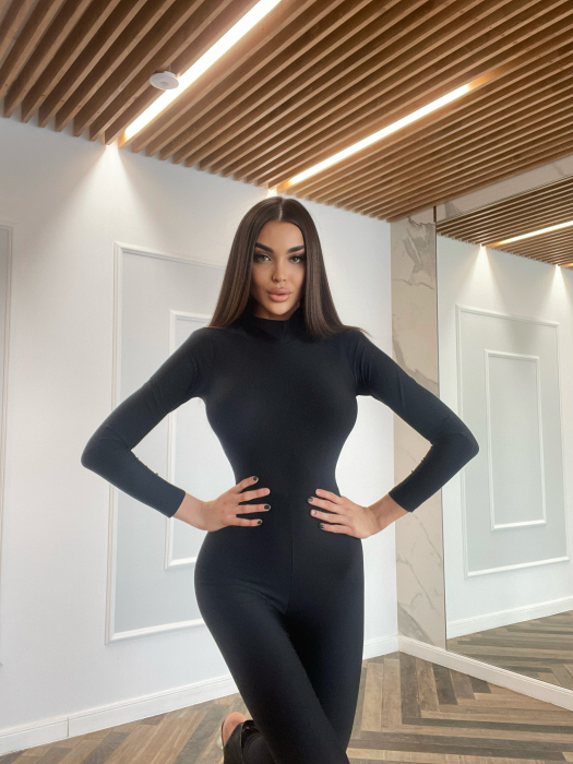 Salopeta Lucioasa Neagra Dama Lunga Feline Black Lycra Modelatoare Compresiva Anticelulitica Efect Push Up Eleganta Sport Elastica | BOMBFIT [15]