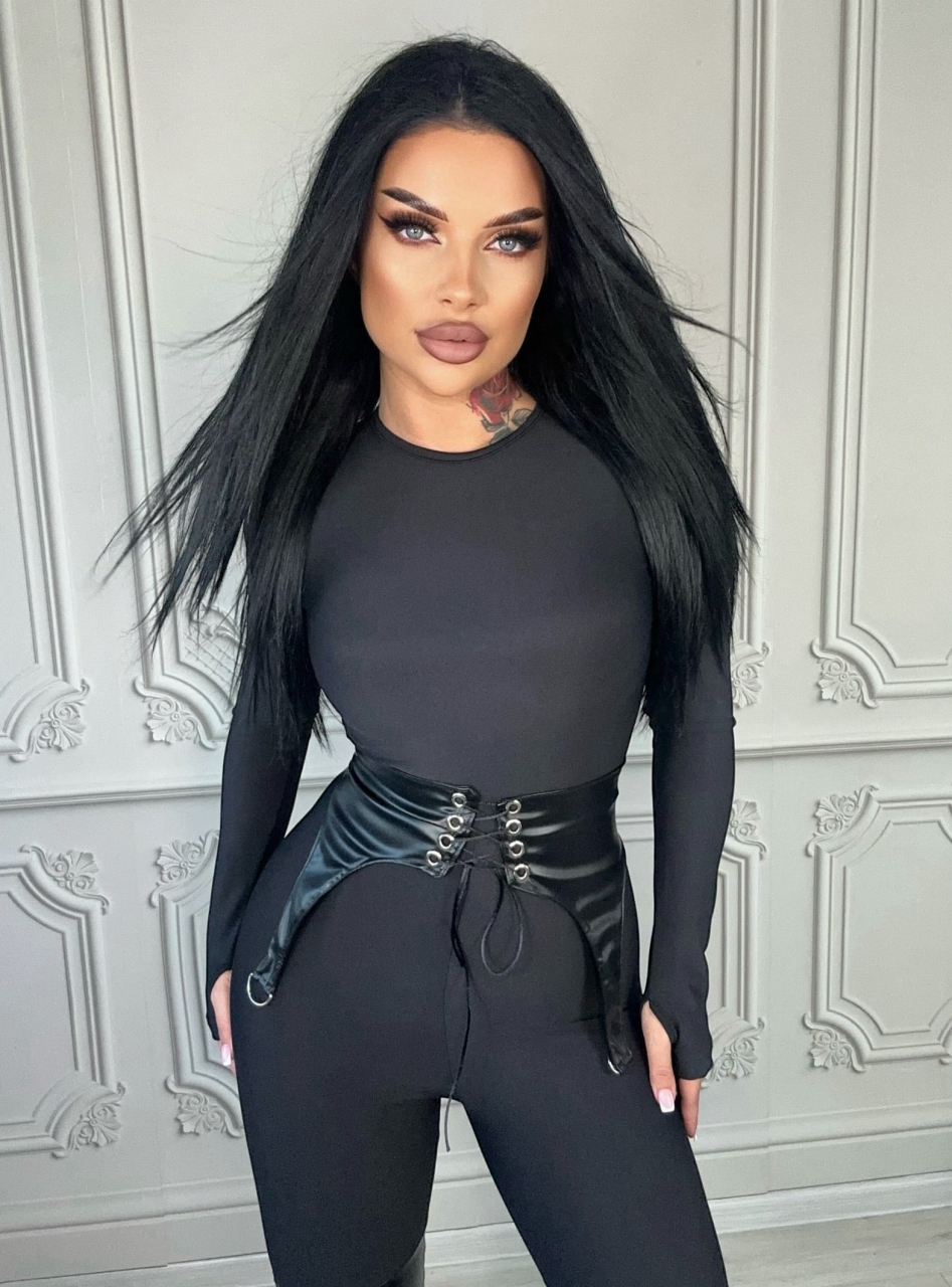 Salopeta Neagra de Dama Lunga Hardcore cu Textura Mata si Piele Modelatoare si Anticelulitica | BOMBFIT [9]