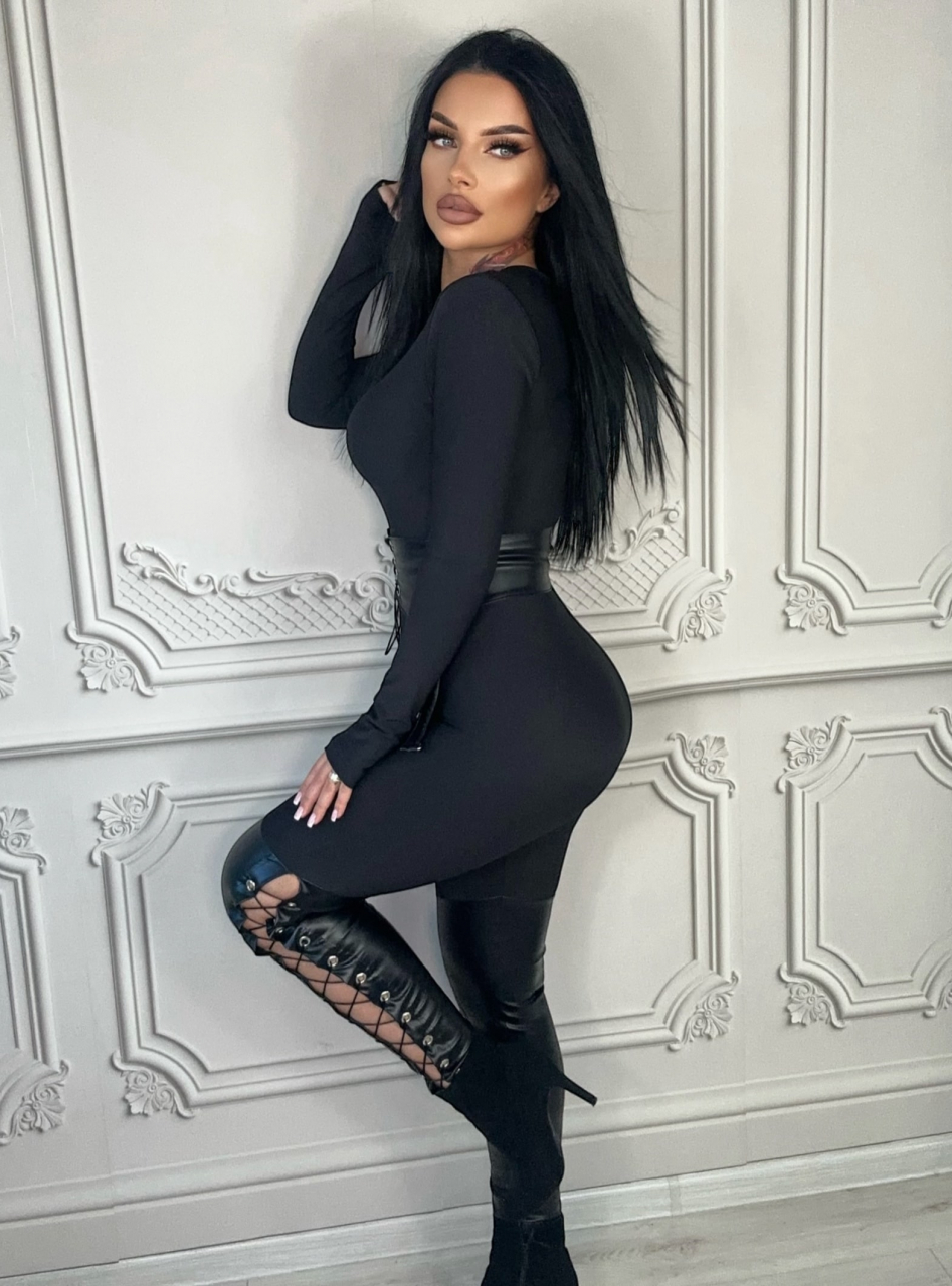 Salopeta Neagra de Dama Lunga Hardcore cu Textura Mata si Piele Modelatoare si Anticelulitica | BOMBFIT [10]