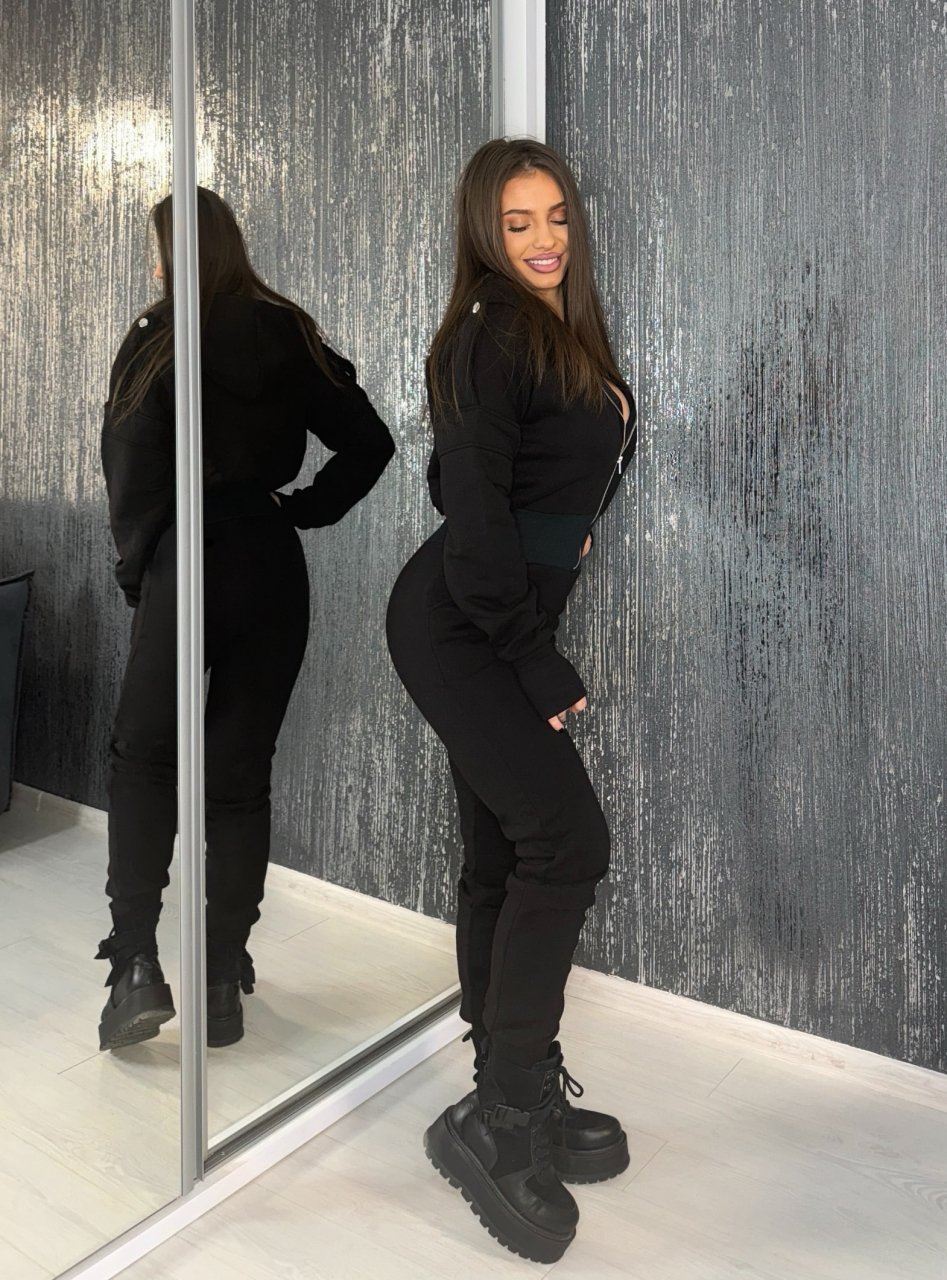 Salopeta Neagra de Dama Lunga Urban Black cu Textura Mata Modelatoare si Anticelulitica | BOMBFIT [7]