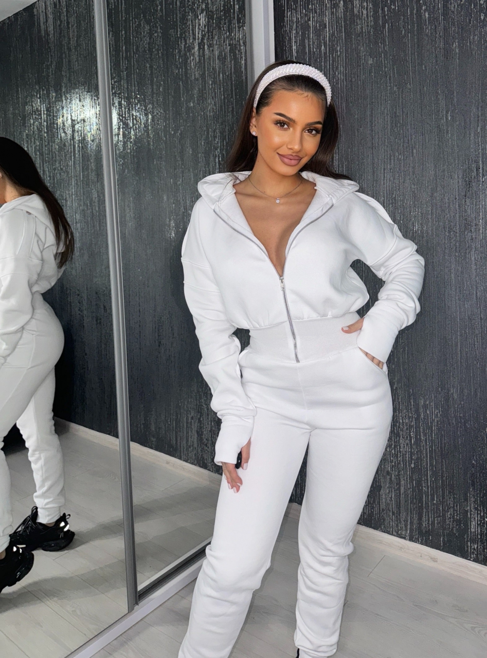 Salopeta Alba de Dama Lunga Urban White cu Textura Mata Modelatoare si Anticelulitica | BOMBFIT [5]