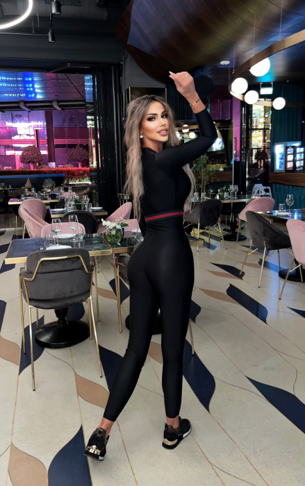 Salopeta Neagra Lucioasa Dama Lunga Zip Up Black Lycra Modelatoare Compresiva Anticelulitica Efect Push Up Eleganta Sport Elastica | BOMBFIT [2]