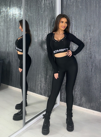 Colanti Negri Dama cu Talie Inalta Black Matte Anticelulitici Compresivi Modelatori Efect Push Up Elastici | BOMBFIT [1]