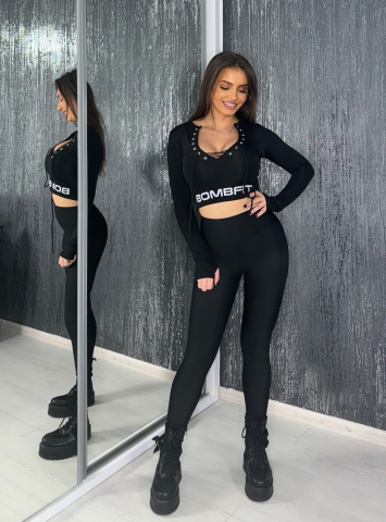 Colanti Negri Dama cu Talie Inalta Black Matte Anticelulitici Compresivi Modelatori Efect Push Up Elastici | BOMBFIT [4]