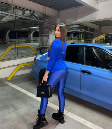 Colanti Luciosi Albastri Dama Royal Blue cu Talie Inalta din Lycra Modelatori si Anticelulitici | BOMBFIT [1]