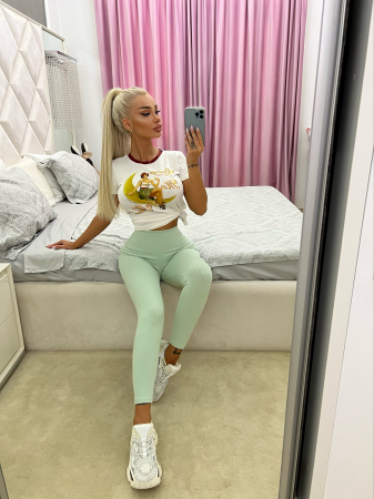 Colanti Verzi Green Tetra Dama Modelatori cu Talie Inalta si Textura Mata Fistic Premium | BOMBFIT [1]