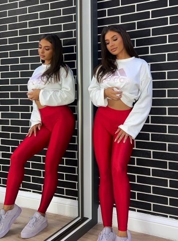 Colanti Luciosi Rosii Dama cu Talie Inalta din Lycra Red Modelatori si Anticelulitici | BOMBFIT [1]