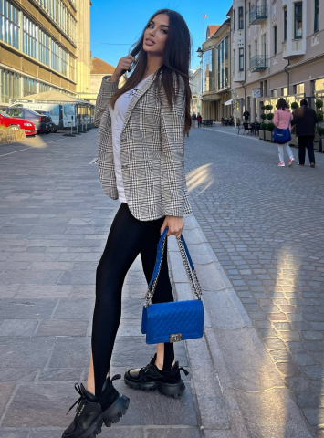 Colanti Luciosi Negri de Dama cu Talie Inalta Shark Strip din Lycra Anticelulitici Elastici Compresivi Modelatori Efect Push Up | BOMBFIT [9]