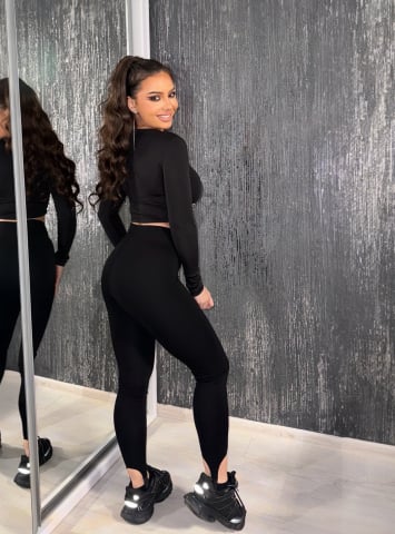 COLANTI & PANTALONI - Colanti Negri Dama cu Talie Inalta Soft Black Strip Premium Anticelulitici Compresivi Modelatori Efect Push Up Elastici | BOMBFIT