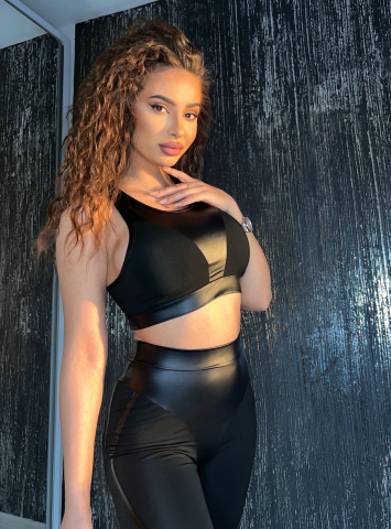 Compleu Negru de Dama Contrast Black din 2 Piese Textura Mata Modelator Compresiv Anticelulitic Efect Push Up Elegant | BOMBFIT [2]
