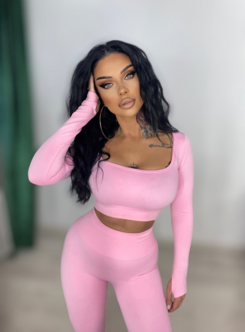 COMPLEURI - Compleu Roz Dama Essential Pink Seamless Fara Cusaturi Modelator si Compresiv Pentru Fitness Sala Sport | BOMBFIT