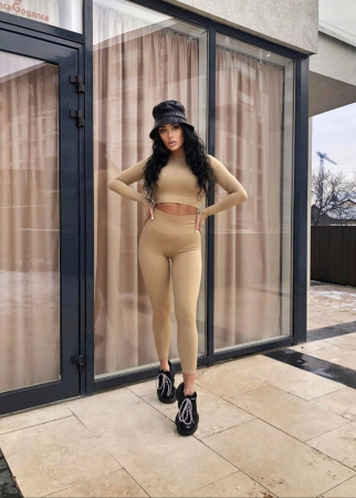 Compleu Bej Crem Maro Dama Nude Seamless Fara Cusaturi Modelator si Compresiv Pentru Fitness Sala Sport | BOMBFIT [4]