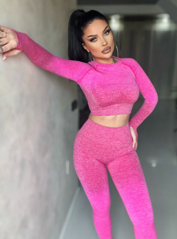 Compleu Roz cu Rosu Dama Push Up Strawberry Seamless Fara Cusaturi Modelator si Compresiv Pentru Fitness Sala Sport | BOMBFIT [1]