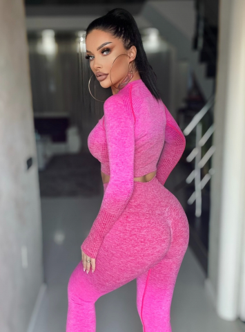 Compleu Roz cu Rosu Dama Push Up Strawberry Seamless Fara Cusaturi Modelator si Compresiv Pentru Fitness Sala Sport | BOMBFIT [3]