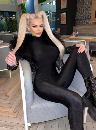 SALOPETE - Salopeta Lucioasa Neagra Dama Lunga Feline Black Lycra Modelatoare Compresiva Anticelulitica Efect Push Up Eleganta Sport Elastica | BOMBFIT