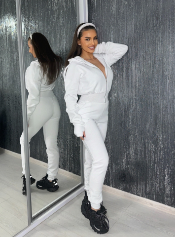 SALOPETE - Salopeta Alba de Dama Lunga Urban White cu Textura Mata Modelatoare si Anticelulitica | BOMBFIT