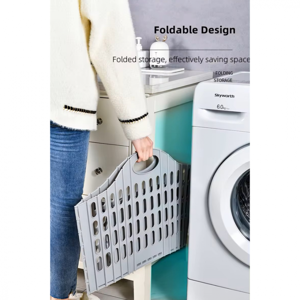 Coș mare pliabil din plastic, gri [4]